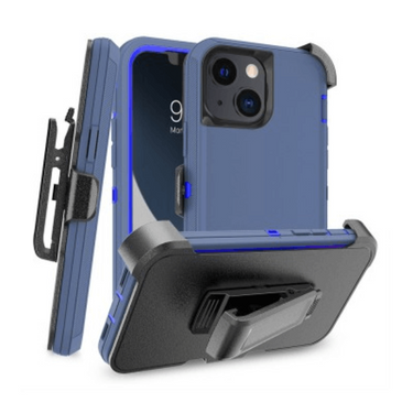 iPhone 14 Plus Rugged Armour Case Cover with 360° Rotation, Belt Clip, and Kickstand - Tough and Shockproof Protection - Purple